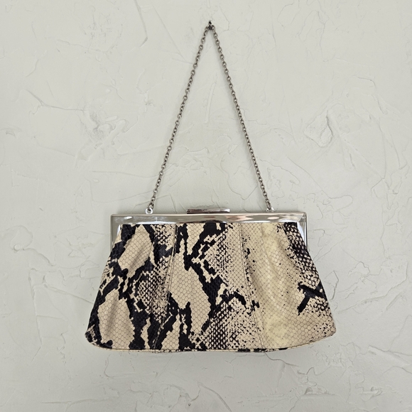 Calvin Klein Snakeskin Python Latch Clutch Bag - Picture 2 of 9